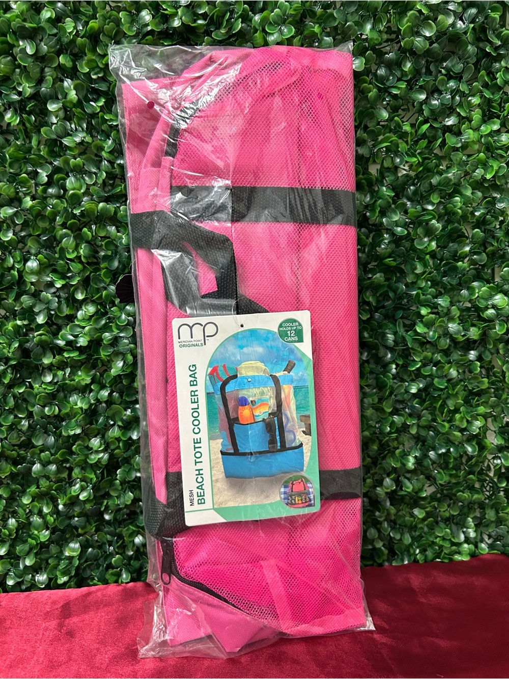 Summer Beach Essentials Bundle Pink Cooler Tote Bag & Rechargeable Mini Fan